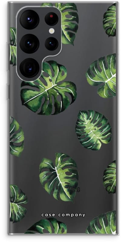 Case Company® - Hoesje geschikt voor Samsung Galaxy S22 Ultra hoesje - Tropische bladeren - Soft Cover Telefoonhoesje - Bescherming aan alle Kanten en Schermrand