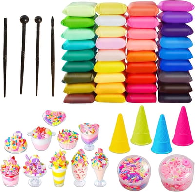Startset met 36 kleuren luchtgedroogde klei, superlichte klei, inclusief accessoires voor creatieve DIY-projecten en modelleren