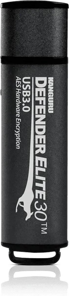 Kanguru - Defender Elite30 – 128 GB - Hardware Encrypted USB-Stick – USB 3.0 – FIPS 140-2 Level 3 – Fysieke Schrijfbeveilingsschakelaar - Zwart