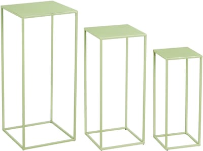 Mica Decorations Quinty Bijzettafel - Set van 3 - L30 x B30 x H70 cm - IJzer - Lichtgroen