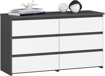 Ladekast CL100 met 6 Lades / AKORD Furniture Factory / Grafietgrijs - Wit / 100 x 57 x 35 cm