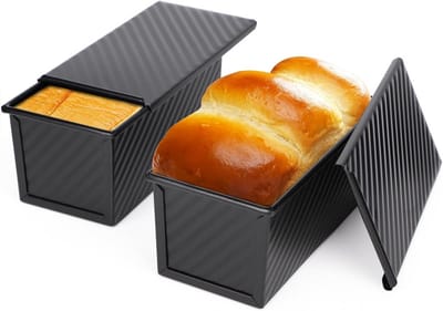 Kleine Broodpannen - Mini Toast Bakvorm - Zelf Brood Bakken - Met Deksel - 2 Stuks - Zwart