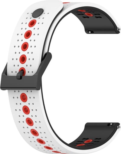 Siliconen bandje - geschikt voor Garmin Venu (2 Plus) / Venu SQ (2) / Vivomove (Style - Sport) / Vivoactive 3 / 5 / 6 / Forerunner 55 / 165 / 245 / 645 / 570 - 42mm - wit-zwart