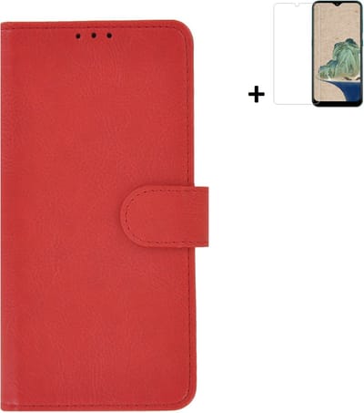 MoDo hoesje Geschikt voor Nokia G11/ G21 - Kunstleer Book Case - Rood hoesje met screenprotector