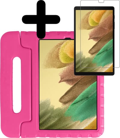 Hoes - Geschikt voor Samsung Galaxy Tab A7 Lite - Met Screenprotector - Kinderhoes Shockproof Bumper - Kidsproof Case - Tablet Hoesje - Kinder Hoesje Cover - Roze