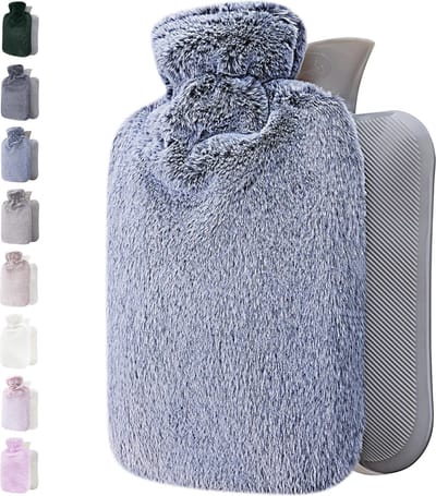 Qomfor Kruik met Extra Zachte Hoes - 1,8 liter - Warmwaterkruik voor Pijnverlichting en Ontspanning - Blauw