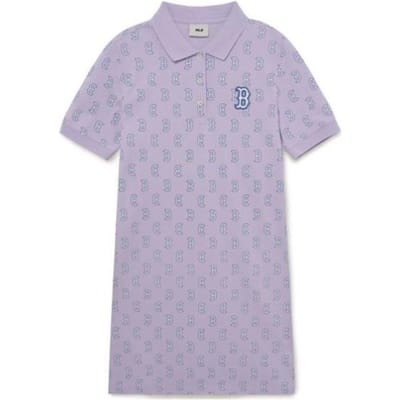 MLB Boston Red Sox Lettre Décontracté Polo Manches Courtes Robe Femme robe Violet 3FOPM0233-43LDL XS gray