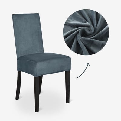 BankhoesDiscounter Velvet Stoelhoes – Eetkamer Stoelhoezen – Zetelhoes - Hoezen voor Eetkamerstoelen – Stoelbeschermers - Stoelhoezen Stretch - Steenblauw