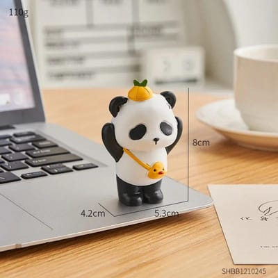 Figurines miniatures de pandas de dessin animé, sculptures artistiques, ornements, décoration de chambre, décoration intérieure moderne, décoration de bureau, cadeau gray