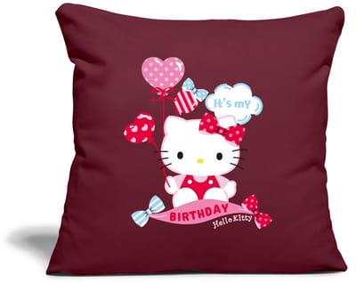 Hello Kitty Met Ballonnen Jarig Ontwerp Sierkussenhoes, 45 x 45 cm