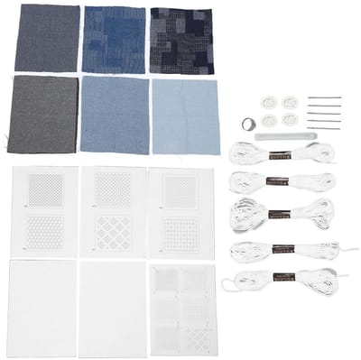 Dailygoods- Borduurset voor beginners - Wateroplosbare Borduurstof - Borduurring - Borduurkit - Sashiko Draad - Inclusief Naalden en Stof