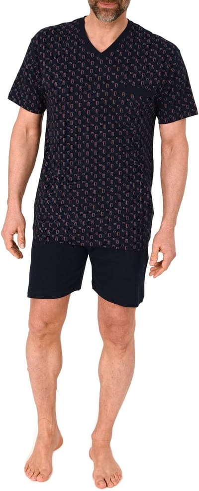 Normann heren shortama met korte mouwen – pyjama met V-hals, ook in grote maten
