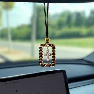 1 pièce Pendentif Intérieur de Voiture Alliage Croix Rétroviseur de Voiture Suspension Décoration Accessoires de Décoration Intérieure de Voiture one-size