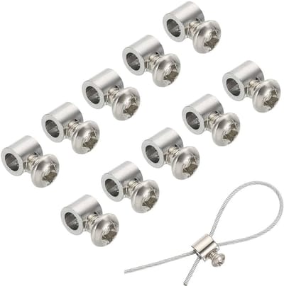 BRENZOOS- Kabelklem Set van 10 - Draadkabelklem - Roestvrij Staal - Bevestiging voor Staalkabels - Eenvoudig te Installeren - Snelverstelling - Kabelbevestiging