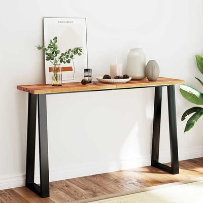 vidaXL - Wandtafel - met - natuurlijke - rand - 140x40x80 - cm - massief - acaciahout