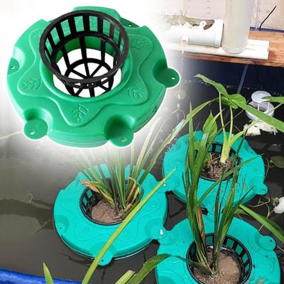Drijvende mand - Vijver eiland - Waterplanten kweken - Creëert kunstmatige eilanden - 33 cm diameter - Groen