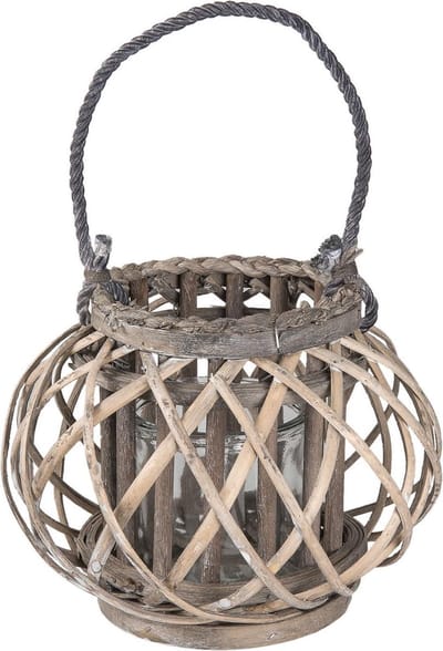 Clayre & Eef Windlicht Ø 28x20 cm Grijs Hout