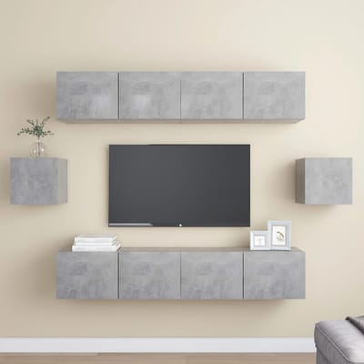 vidaXL - 6-delige - Tv-meubelset - bewerkt - hout - betongrijs