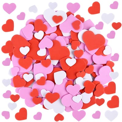 JHUBERS- Hart Stickers 300 Stuks - Zelfklevende Schuim Stickers - Gemengde Kleuren - EVA Materiaal - Decoratie Valentijnsdag - Afmetingen 1,7/2,6/4,2 cm - Decoratiestickers