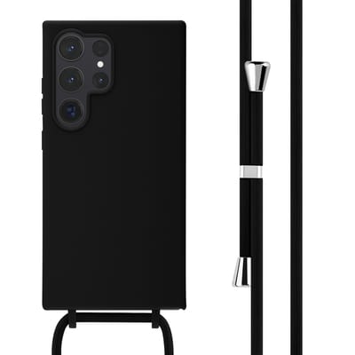 imoshion Hoesje - Geschikt voor Samsung Galaxy S24 Ultra - Siliconen hoesje met koord - Zwart