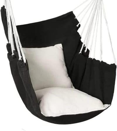 Hangmat Stoel - Hangstoel Outdoor - Buiten Ontspannen - Anti-Rollover Ontwerp - 130 x 100 cm - Zwart