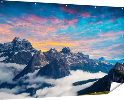 Gards Tuinposter Bergen Landschap met Wolken in Itali� - 180x120 cm - Tuindoek - Tuindecoratie - Wanddecoratie buiten - Tuinschilderij