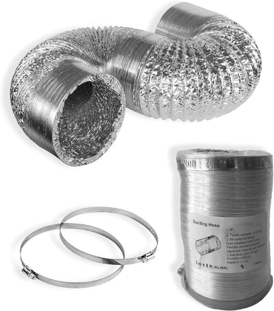 PromoHome Flexibele Aluminium Ontluchter Ø 79mm x 2,5m - Niet-geïsoleerd - Voor HVAC Ventilatie - Incl. 2 RVS Klemmen