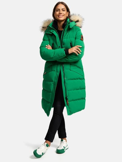 Marikoo dames winterjas – Schneesternchen, lang met capuchon & imitatiebontkraag