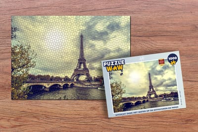 Puzzel Uitzicht over het water op de Eiffeltoren en Parijs - Legpuzzel - Puzzel 1000 stukjes volwassenen