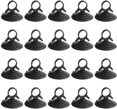 20 Stuks - Tegelzuignappen - Ophanghaken - Zuignap met schroefdraad - Universele Kunststof - Zuignappen voor Auto, Badkamer en Keukenbevestiging - Voor ramen,autoruiten, aquariumverwarming,glas 4.5 - zwart