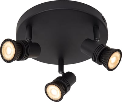 Lucide KIANTI - Plafondspot (Plafondlamp) - Ø 21 cm - 3xGU10 - Zwart