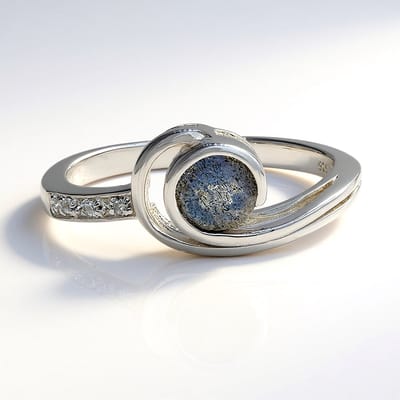Cavill - Zilveren ring 925 Sterling Zilver met 0,37 ct ronde spectroliet uit Roemenië en 0,015 ct witte topazen - elegant design - ring maat 17