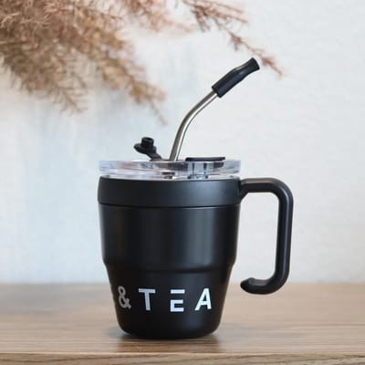 480ml Draagbare Koffiemok met Rietdeksel Roestvrijstalen Thermosbeker voor Koude Dranken Water Thee Melk Kopjes Buitenfles 480ml gray