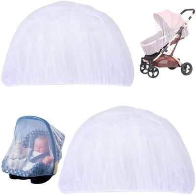 2 delige klamboe, kinderwagen klamboe, klamboehoes, rekbare klamboehoes, geschikt voor kinderwagens, wiegjes, kar en mand (65*70cm, wit)