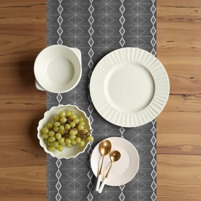 ABAKUHAUS Tafelloper – Abstracte Grijstinten – 40×225 cm – Polyester