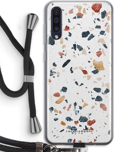 Case Company® - Hoesje met koord geschikt voor Samsung Galaxy A50 hoesje met Koord - Terrazzo N°4 - Telefoonhoesje met Zwart Koord - Bescherming aan alle Kanten en Over de Schermrand