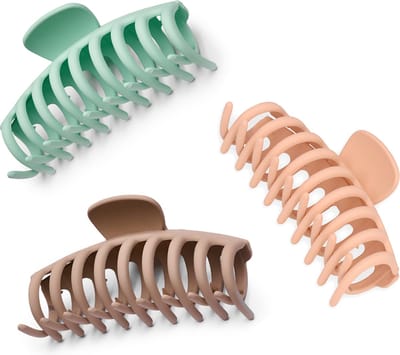 Lajetti - 3 stuks Haarklemmen Groot Mint Oudroze Bruin - Basic Haarclip set Dames