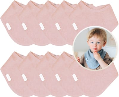 Funnies Bandana Slabbetjes 10 Stuks Blush - Set van 10 Zachte Slabbetjes - Kwijldoekjes - Spuugdoekjes - Gemaakt van 100% Katoenen Badstof - Absorberend, Zacht en Makkelijk Wasbaar - Ideaal voor Baby’s bij Voeden, Kwijlen en Spugen