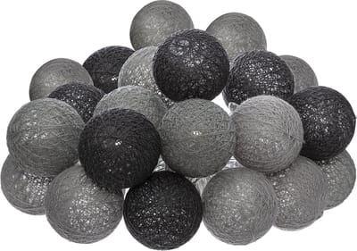 Atmosphera LED Lichtslinger katoen - Cotton Ball - 20 Ballen - Ø6cm - Grijs