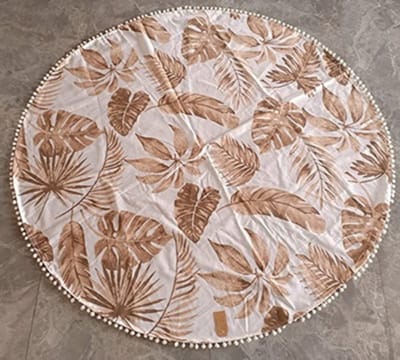Hamam doek rond 150 Ø bladeren beige wit