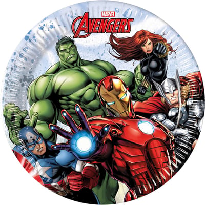 Vegaoo - 8 Kleine kartonnen borden Avengers Mighty 20 cm