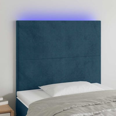 vidaXL - Hoofdbord - LED - 100x5x118/128 - cm - fluweel - donkerblauw