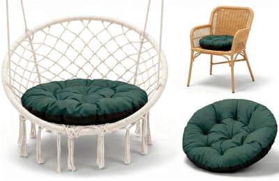 Stoelkussen Rond 60 cm – Zitkussen voor Tuinstoel Rotan & Schommelstoel – zachte ronde zitting waterafstotend voor Terras Balkon Tuin Binnen en Buiten Groente Schaduw B
