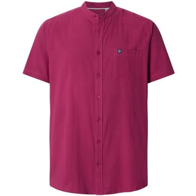 Jan Vanderstorm herren Overhemd Met Korte Mouwen - 45/46 - donkerrood - Plus Size