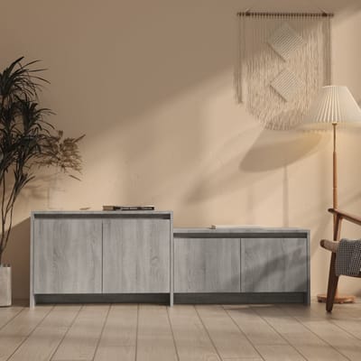 vidaXL - Tv-meubel - 146,5x35x50 - cm - bewerkt - hout - grijs - sonoma - eikenkleurig
