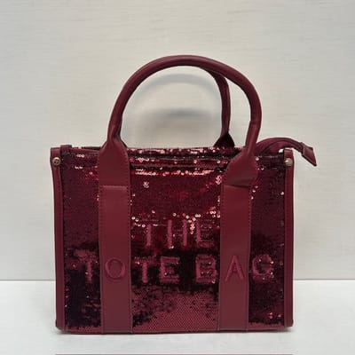 Glitter tote bag klein rood Rood