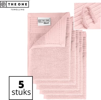 The One Towelling Classic Gastendoeken - Voordeelverpakking - Hoge vochtopname - 100% Zacht katoen - 30 x 50 cm - Zalmroze - 5 Stuks