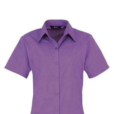 Premier Popeline blouse met korte mouwen / Gewoon werkoverhemd (Rijke Violet)