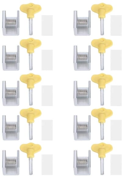 Dailygoods - Raamslot - Veiligheidsslot - Eenvoudig te installeren - 10-delige set - Schuifraamslot - Geschikt voor schuiframen - Met sleutels