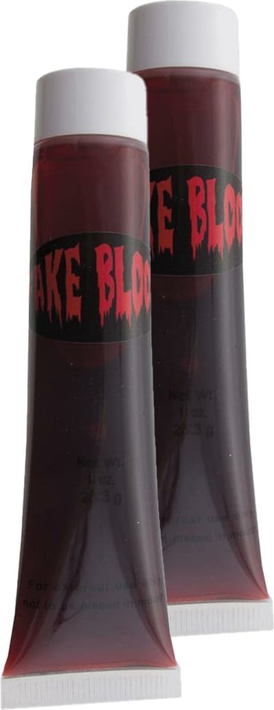 Funny Fashion Halloween nep bloed tube - 2x - horror thema - 34 ml - wonden maken